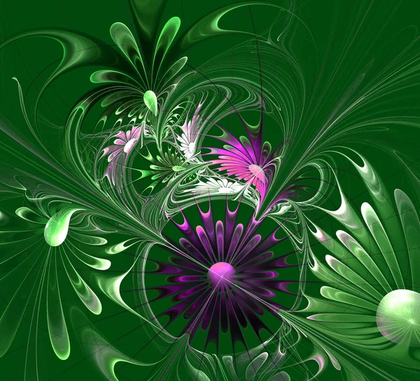 Flower background. Green and violet palette. Computer generated — Stock Photo, Image