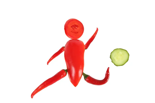 Healthy eating. Little funny football player made of pepper. — Stock Photo, Image