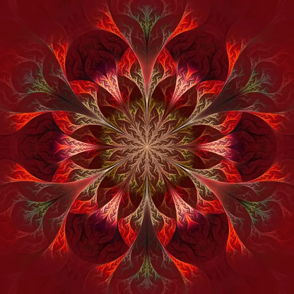 Mooie fractale bloem in paars, claret en rood. computer gen — Stockfoto