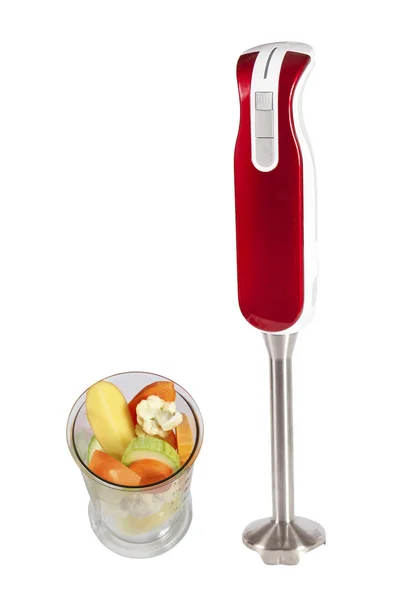 Small electric blender and fresh fruits — Stock Photo, Image