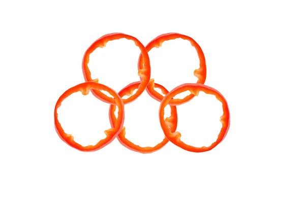 स्वस्थ भोजन। मिर्च से बने ओलंपिक अंगूठी . — स्टॉक फ़ोटो, इमेज