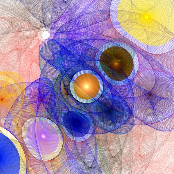 Pattern from a grid and multi-colored spheres. Computer generate — Stock Photo, Image