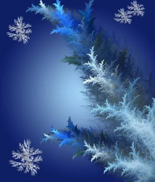 Fundo azul no estilo de Natal feito com design fractal em g — Fotografia de Stock