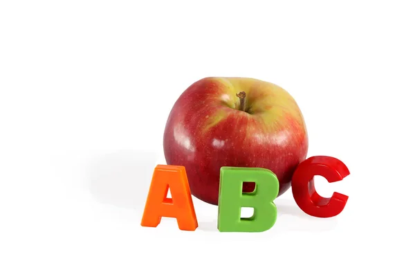 Illustrated alphabet letter A and apple. — Stock Photo, Image