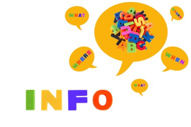 bilgi: çok renkli plastik kids harflerle yazılmış