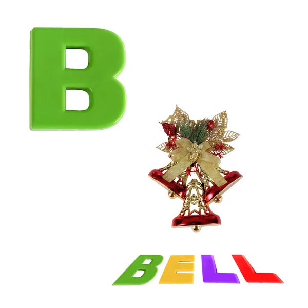 Illustrated alphabet letter B and bell on white background. — Stock Photo, Image