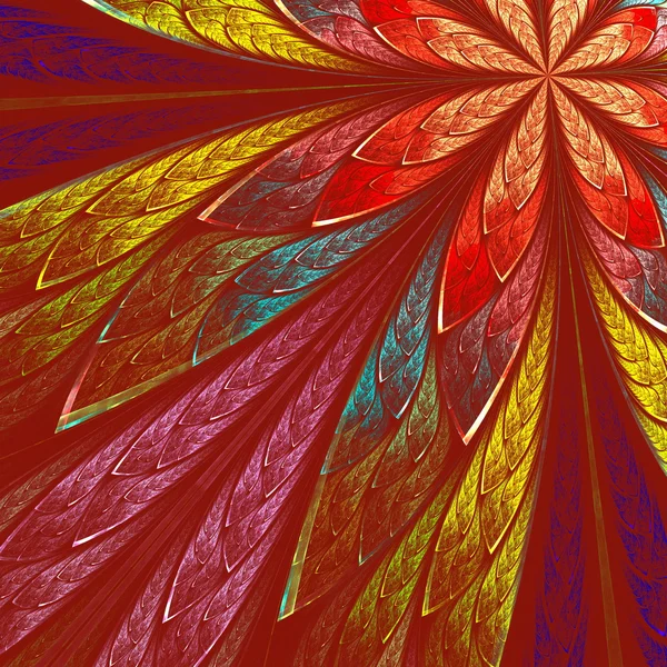 Mehrfarbig schöne fraktale Blume. Computergenerierte Grafik. — Stockfoto