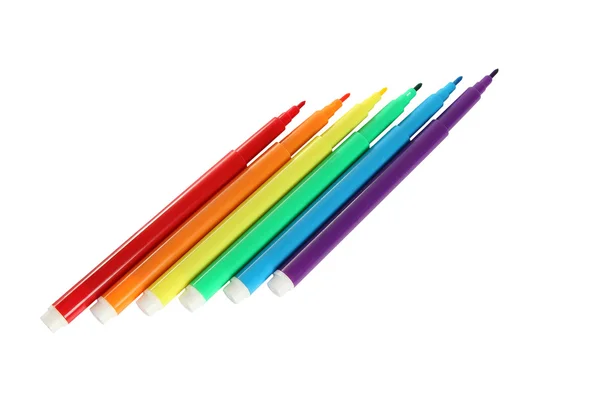 Set viltstiften van verschillende kleuren geïsoleerd op wit — Stockfoto