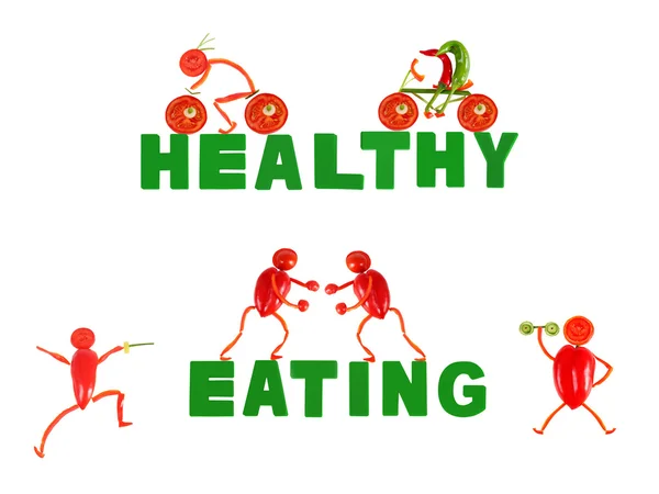 Healthy eating. Little funny people made of pepper. — Stock Photo, Image