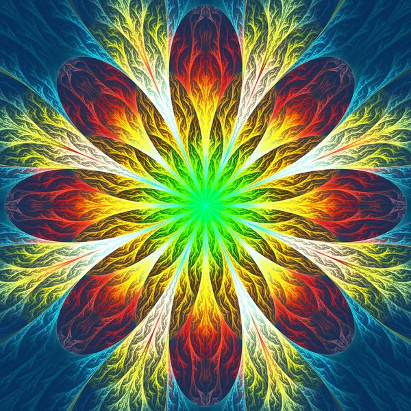 Çok renkli güzel fractal çiçek. oluşturulan bilgisayar grafikleri — Stok fotoğraf
