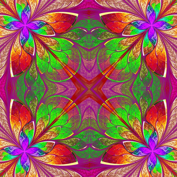 Multicolor beautiful fractal in stained glass window style. — Stock Photo, Image