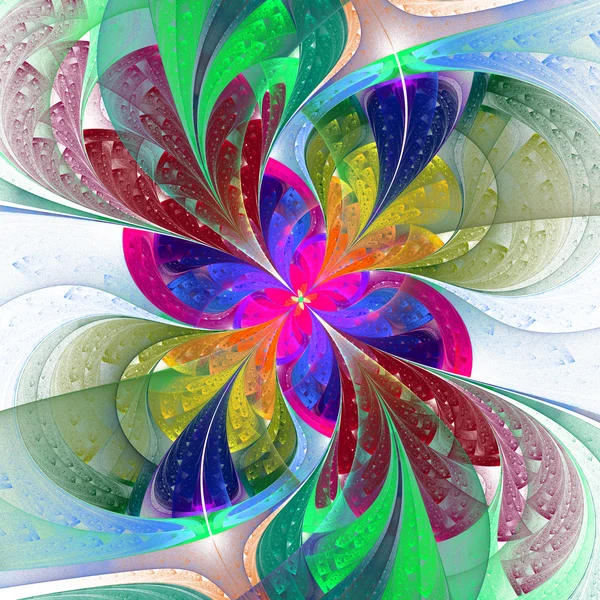 Multicolor beautiful fractal flower on white background. — Stock Photo, Image