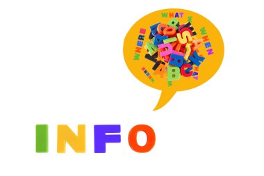 bilgi: çok renkli plastik kids harflerle yazılmış