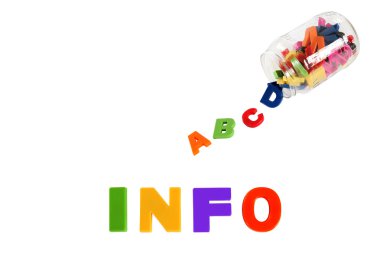 bilgi: çok renkli plastik kids harflerle yazılmış