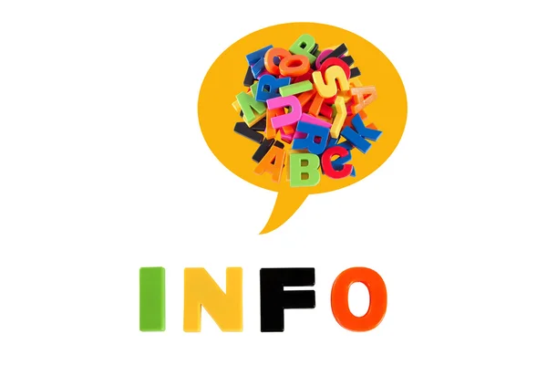 Information skrivet med flerfärgad plast barn bokstäver — Stockfoto
