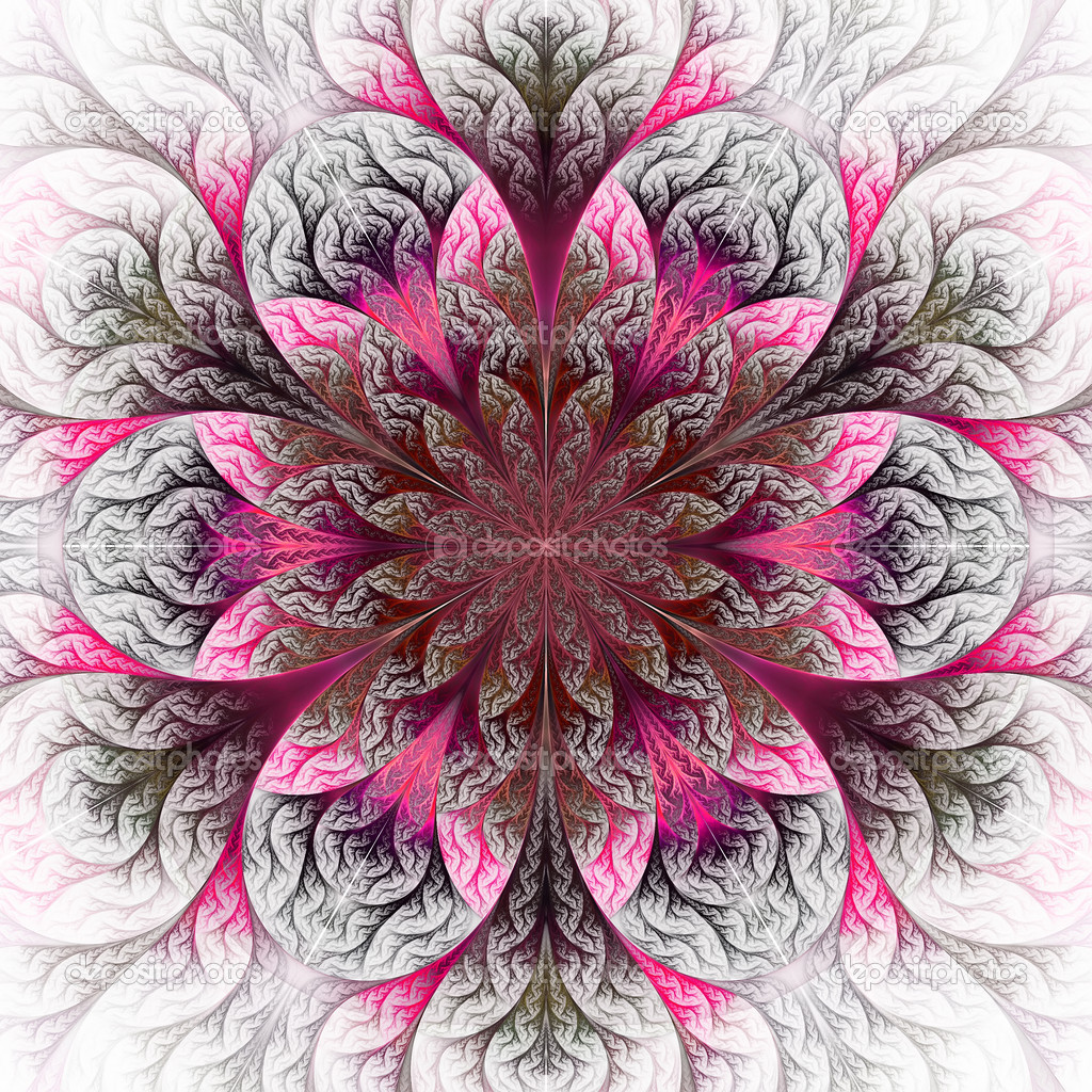 Beautiful fractal flower in pink and gray.