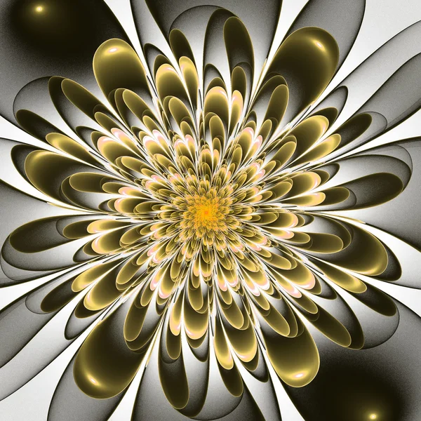 Hermosa flor fractal en marrón y verde sobre fondo beige . — Foto de Stock