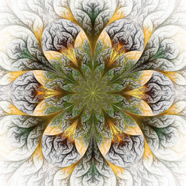 kahverengi, yeşil ve gri güzel fractal çiçek.