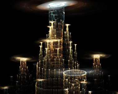 gizemli şehir. oluşturulan bilgisayar grafikleri.