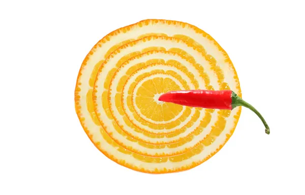 Healthy eating. Target for dart made ??from slices of orange and — Stock Photo, Image
