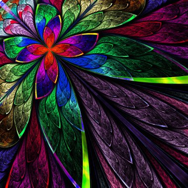 güzel fractal çiçek mavi ve bej Lila zemin üzerine.