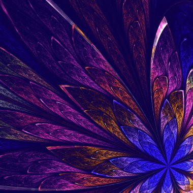 güzel fractal çiçek mavi ve bej Lila zemin üzerine.