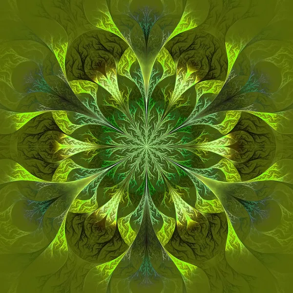 Mooie fractale bloem in bruin, groen en grijs. — Stockfoto