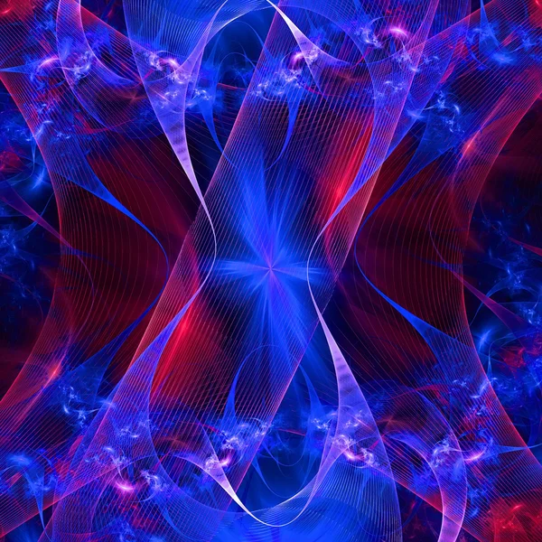 Muster aus einem Gitter und hell leuchtenden Lichtern. Computergenerierung — Stockfoto