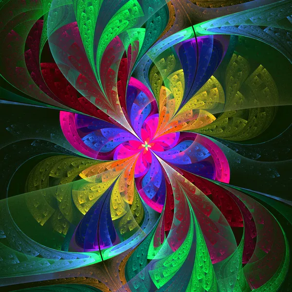 Многоцветный красивый фрактальный цветок. Компьютерная графика — стоковое фото
