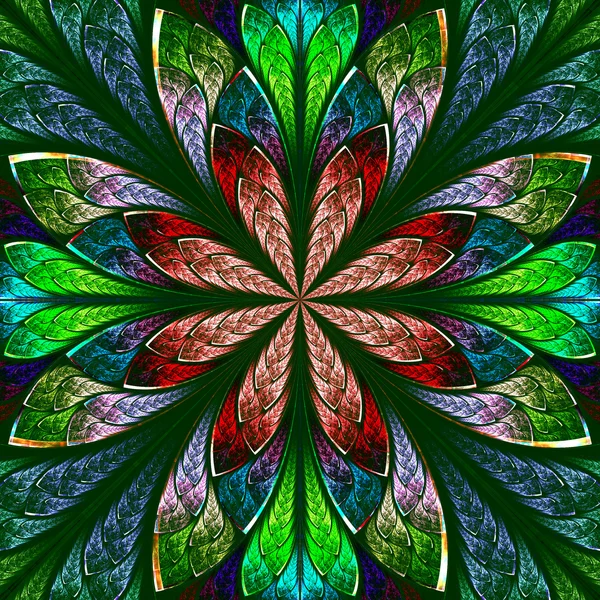 Multicolor beautiful fractal in stained glass window style. — Stock Photo, Image