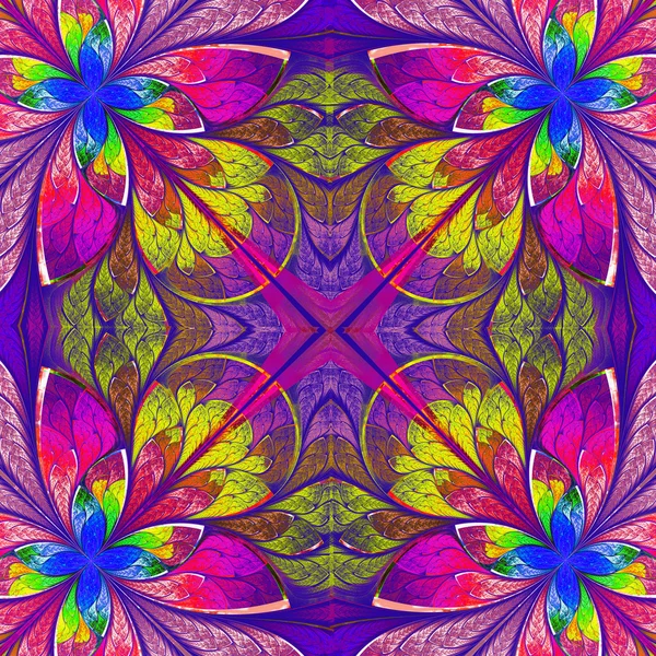 Multicolor beautiful fractal in stained glass window style. — Stock Photo, Image