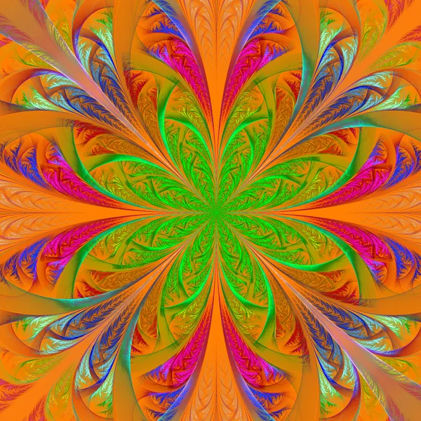 Hermosa flor fractal multicolor. Gráficos generados — Foto de Stock