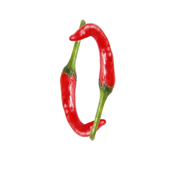 Font made of hot red chili pepper isolated on white - list O — Zdjęcie stockowe