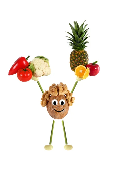 健康的な食事。野菜や果物の変な顔 — ストック写真