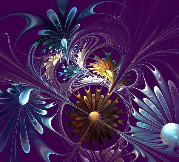 Multicolor fabelachtige fractale patroon. collectiont - boom gebladerte. — Stockfoto