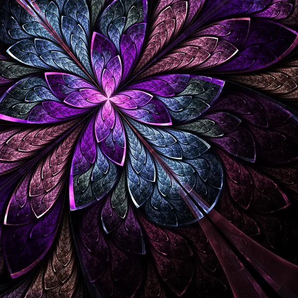 Beautiful fractal flower in blue and violet. Computer generated — Stock Photo, Image