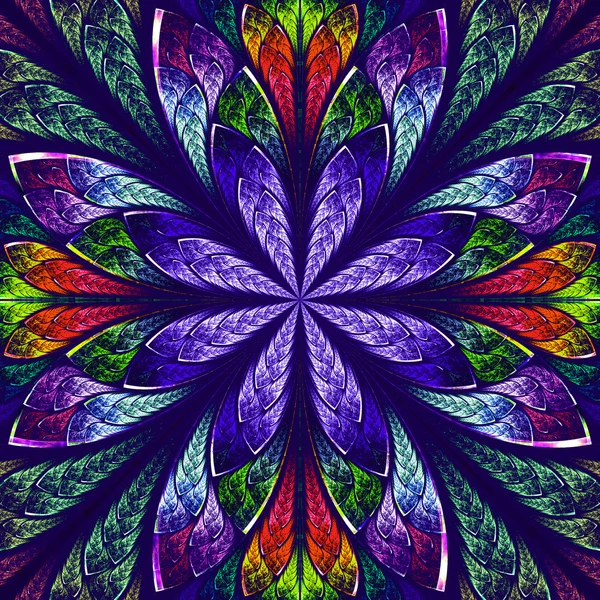 Multicolor hermoso fractal en estilo vidriera . — Foto de Stock