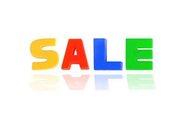 SALE written In Multicolored Plastic Kids Letters — Stock Photo, Image