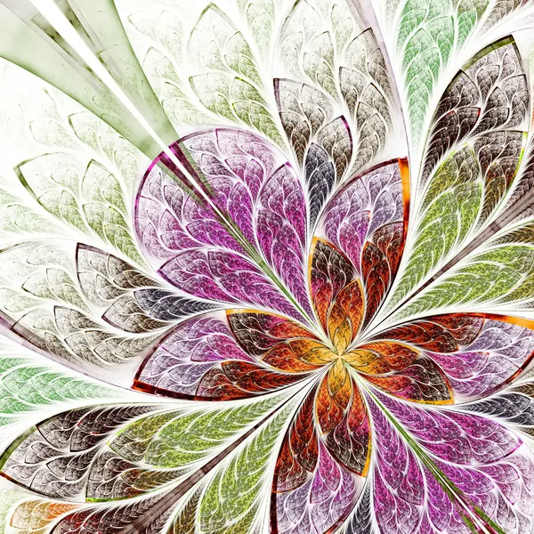 Beautiful fractal flower in beige, green and violet. — Stock Photo, Image
