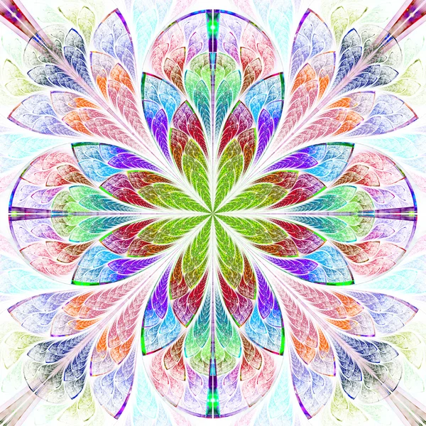 Multicolor fractal pattern in stained glass window style. — Stock Photo, Image