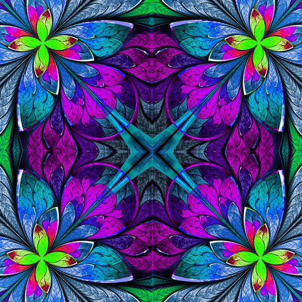 vitray pencere tarzı çok renkli güzel fractal.