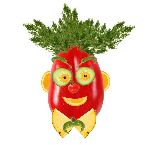 Gesunde Ernährung. Lustiges Gesicht aus Gemüse und Obst — Stockfoto