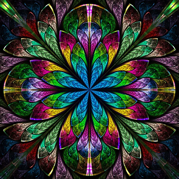 vitray pencere tarzı çok renkli güzel fractal.