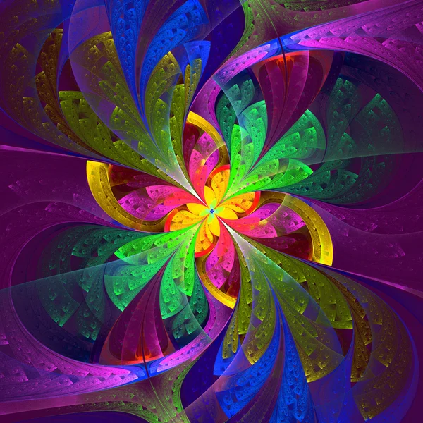 Multicolor beautiful fractal flower. Computer generated graphics — Stock Photo, Image