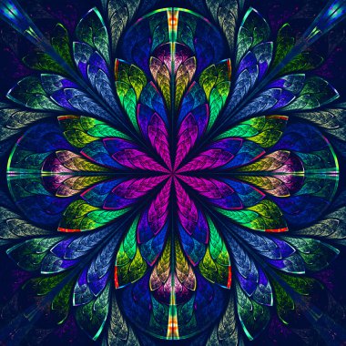 vitray pencere tarzı çok renkli güzel fractal.