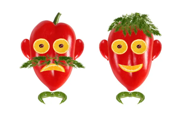 Une saine alimentation. Visage drôle fait de légumes et de fruits — Photo