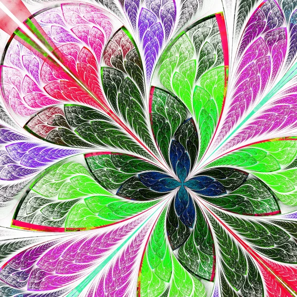 Beautiful multicolor fractal flower in stained glass window styl — Stock Photo, Image