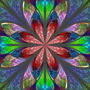 vitray pencere tarzı çok renkli güzel fractal.