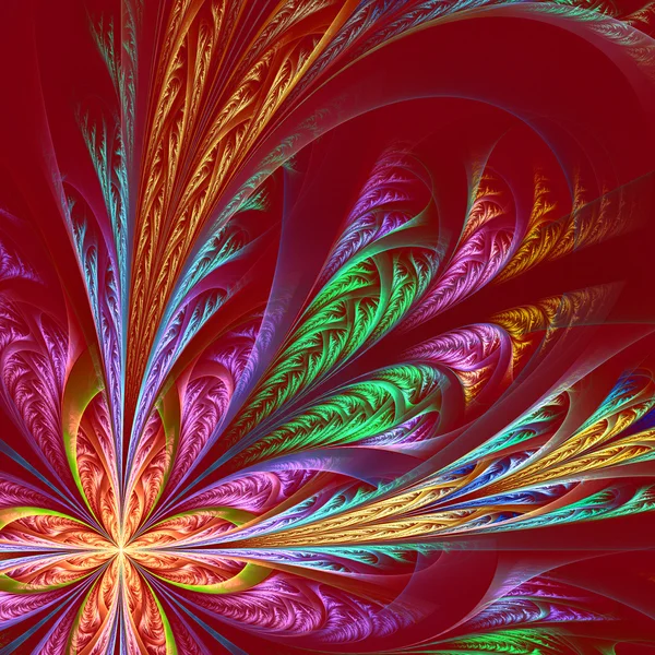 Diagonal symmetric multicolor fractal tracery. Frosty pattern. — Stock Photo, Image