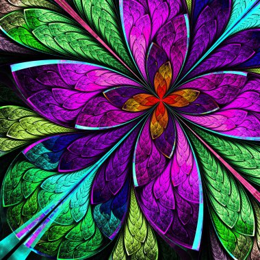vitray tarzı güzel fractal çok renkli çiçek